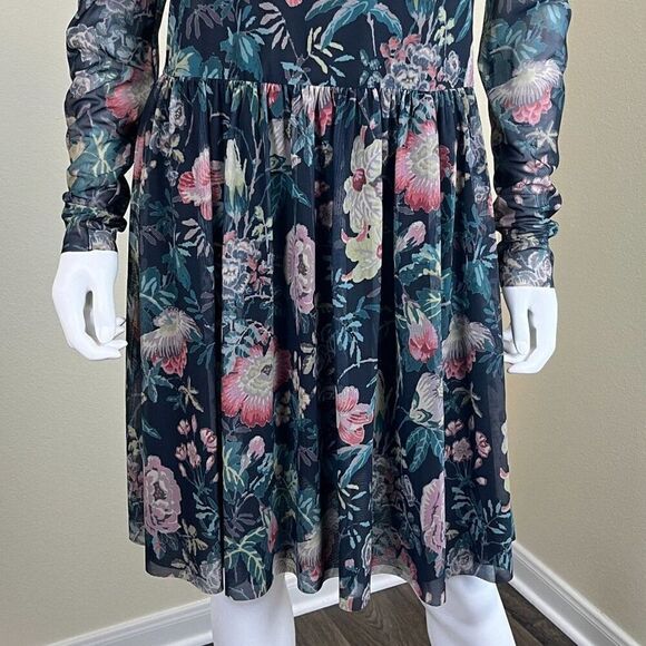 Rebecca Taylor La Vie Women's Size L Faded Garden Mesh Foral Mini Pullover Dress - Picture 7 of 15